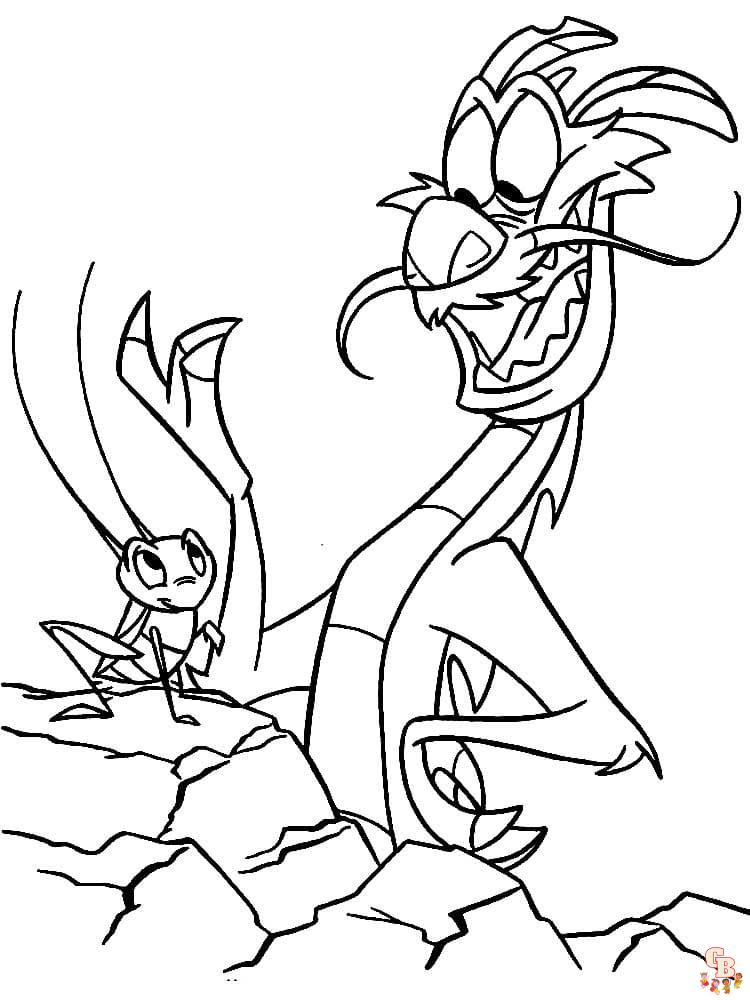 Mushu coloring pages easy