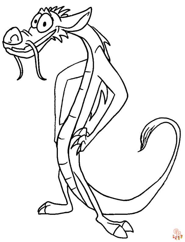Mushu coloring pages printable free