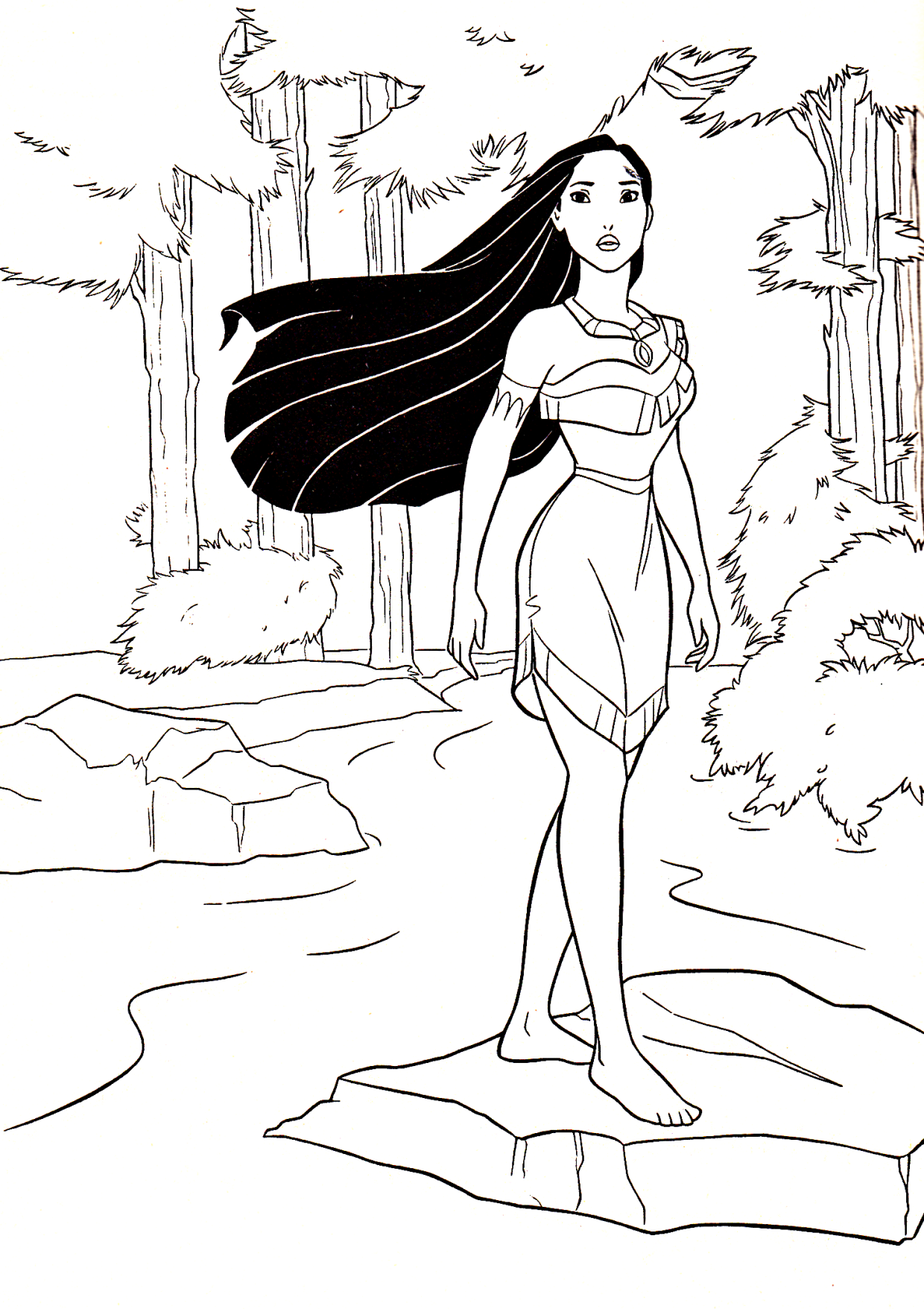 Enjoy with Printable and Free Pocahontas Coloring Pages