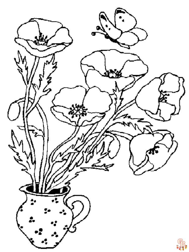 Poppies Coloring Pages 4