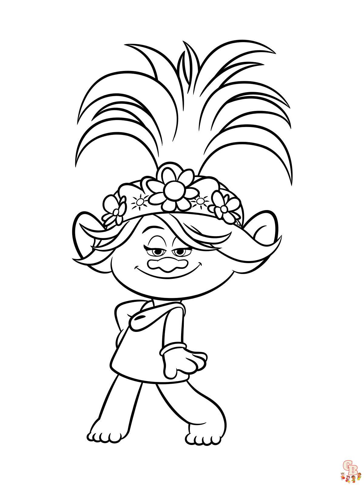 Páginas para colorir da princesa Poppy: folhas divertidas e gratuitas para  imprimir