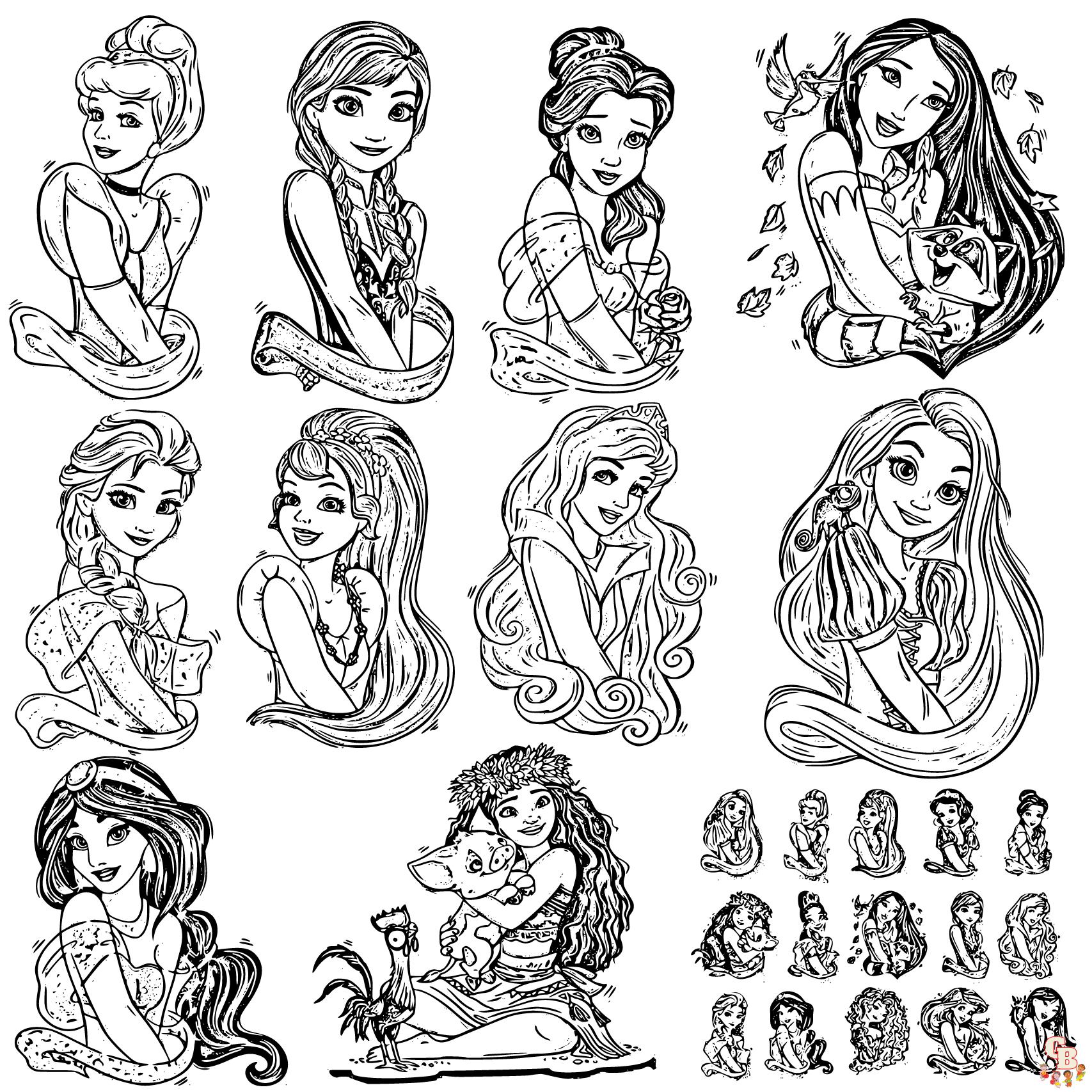 Dibujos de princesas para colorear imprimibles gratis.