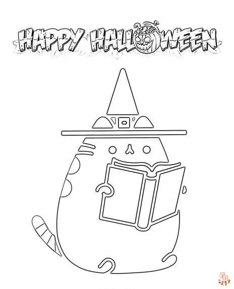 Pusheen Halloween Coloring Pages 1