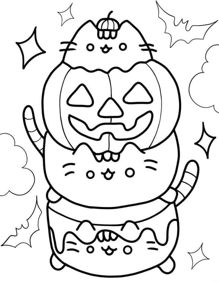 Pusheen Halloween Coloring Pages 10