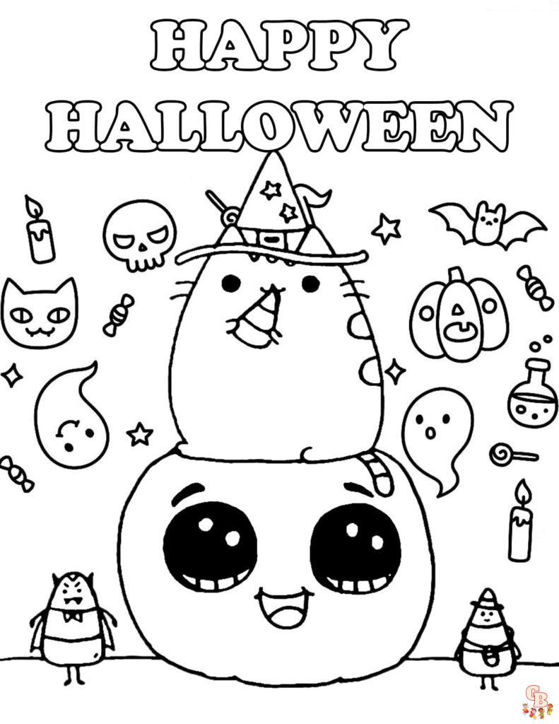 Pusheen Halloween Coloring Pages 12