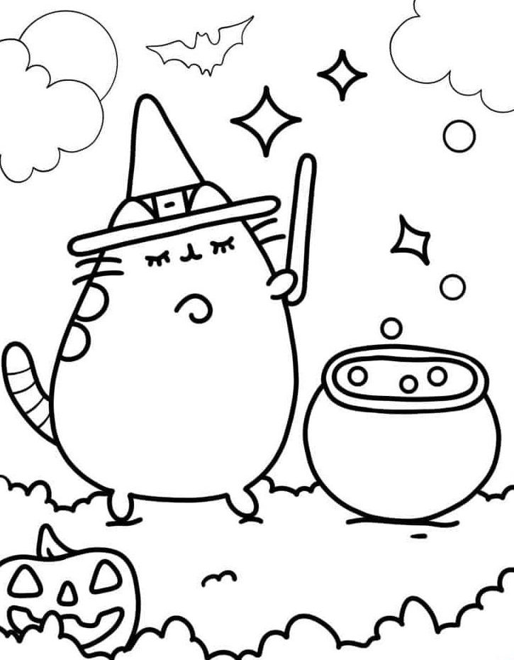 Pusheen Halloween Para Colorear 3