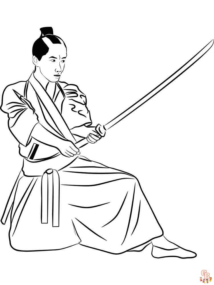 Páginas para colorir de samurais