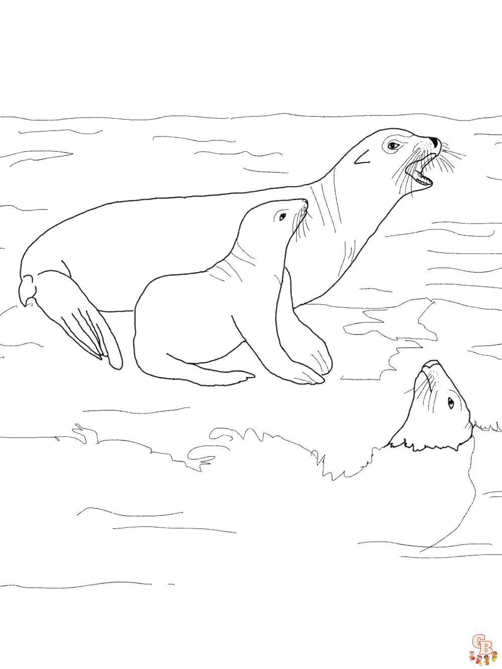 Sea Lion Coloring Pages easy 1