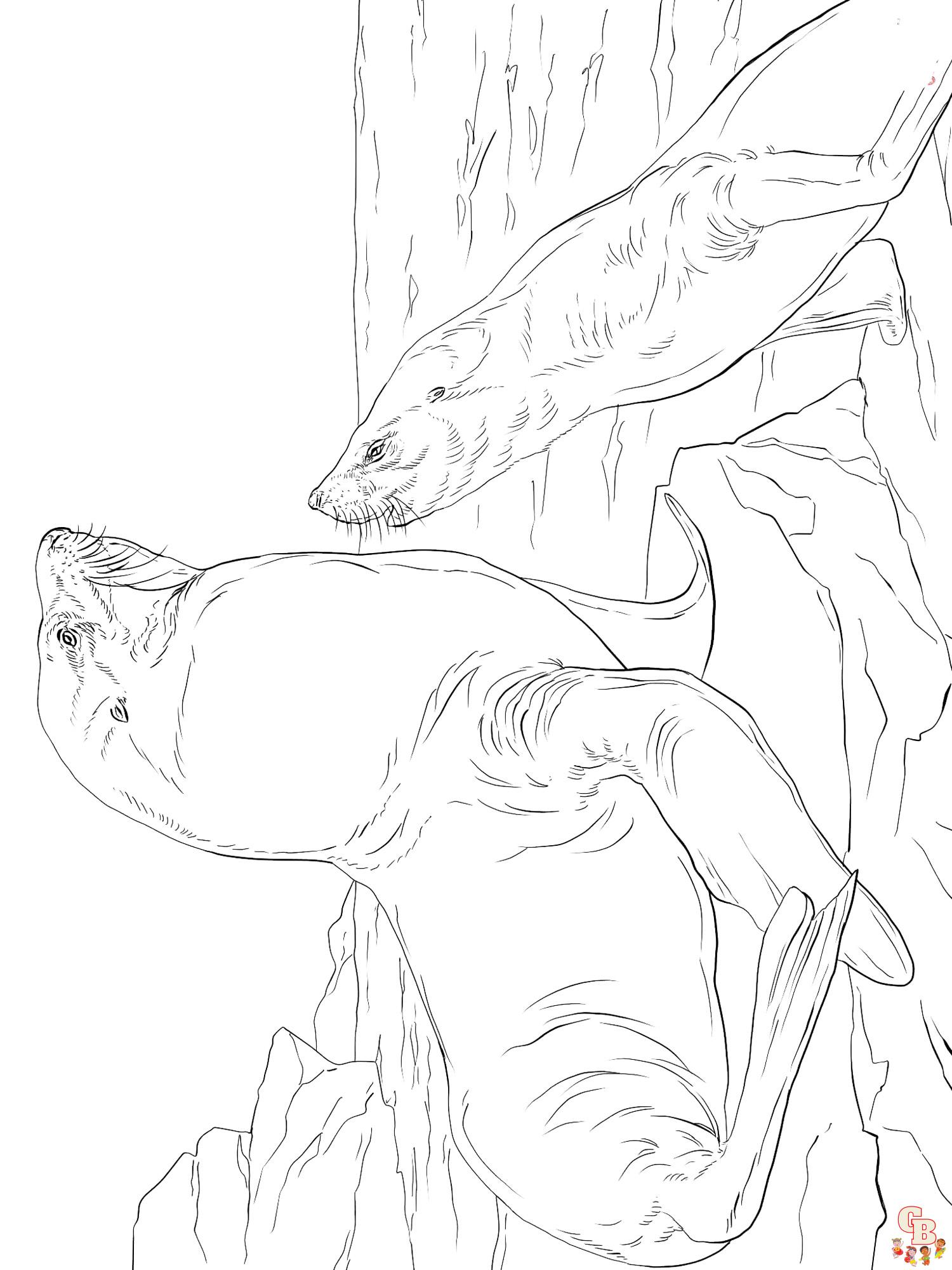 Sea Lion Coloring Pages easy 3