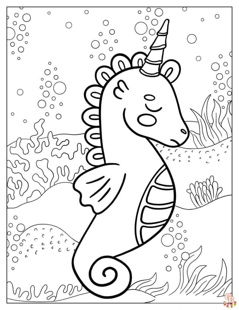 Desenhos para colorir de desenho de um cavalo marinho para colorir