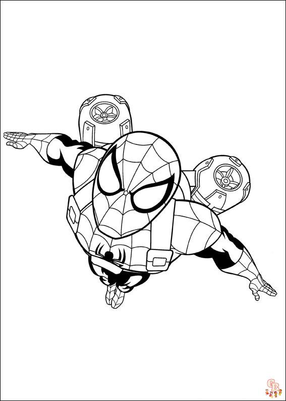 Selfie With Spidey And Deadpool Coloring Pages