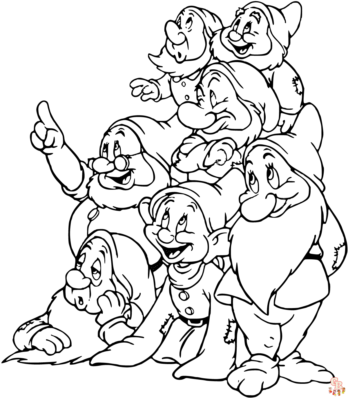 Seven Dwarfs In Snow White coloring pages 2