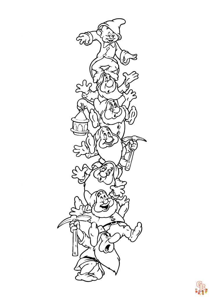 Seven Dwarfs In Snow White coloring pages free 2