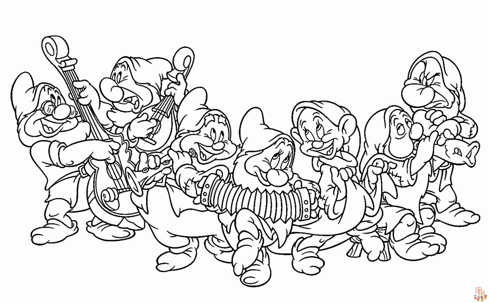 Seven Dwarfs In Snow White coloring pages printable