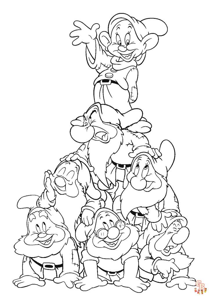 Seven Dwarfs In Snow White coloring pages printable
