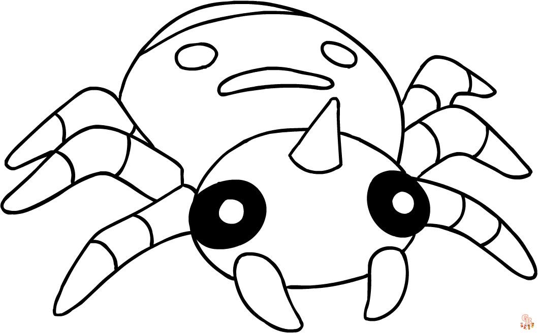 spinarak coloring page in black and white pokemon