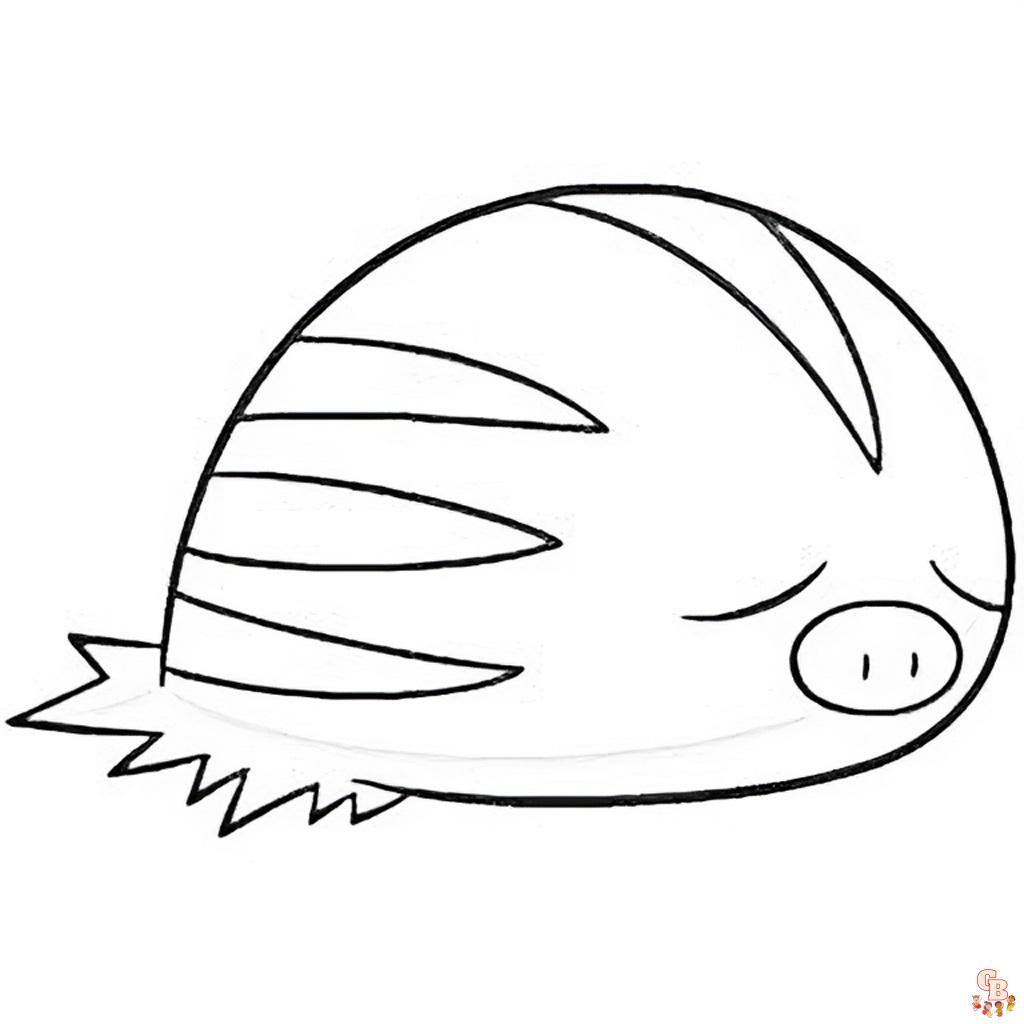 swinub coloring page in black and white pokemon