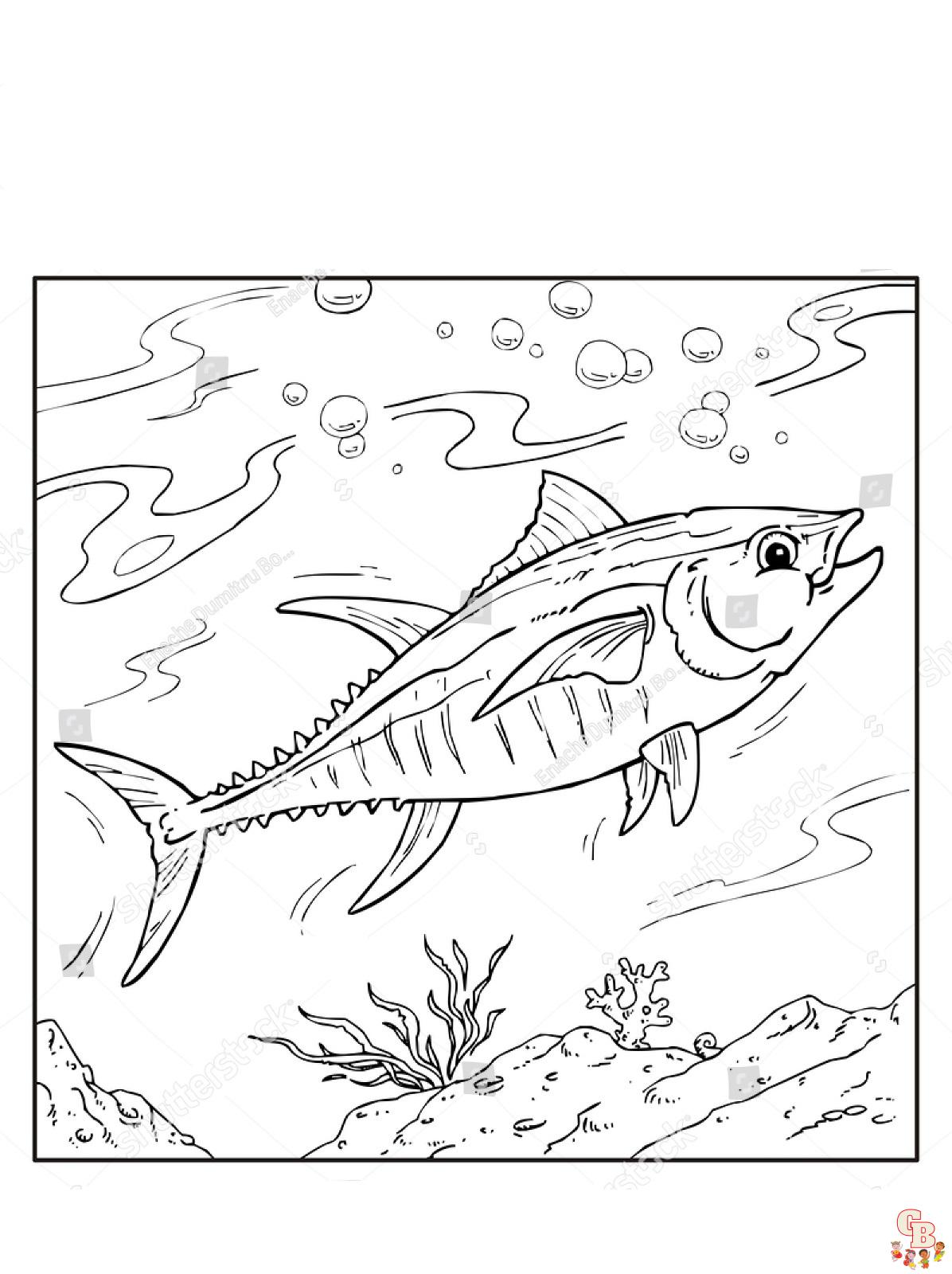 Dive into the Ocean World with Tuna Fish Coloring Pages