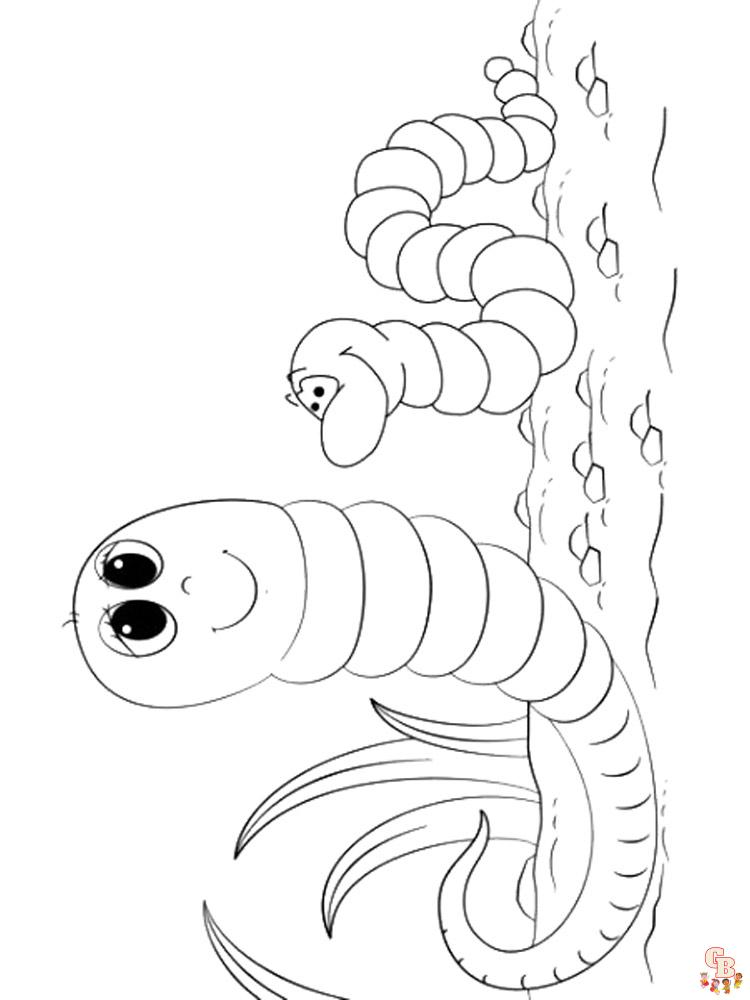 Worm Coloring Pages easy 3