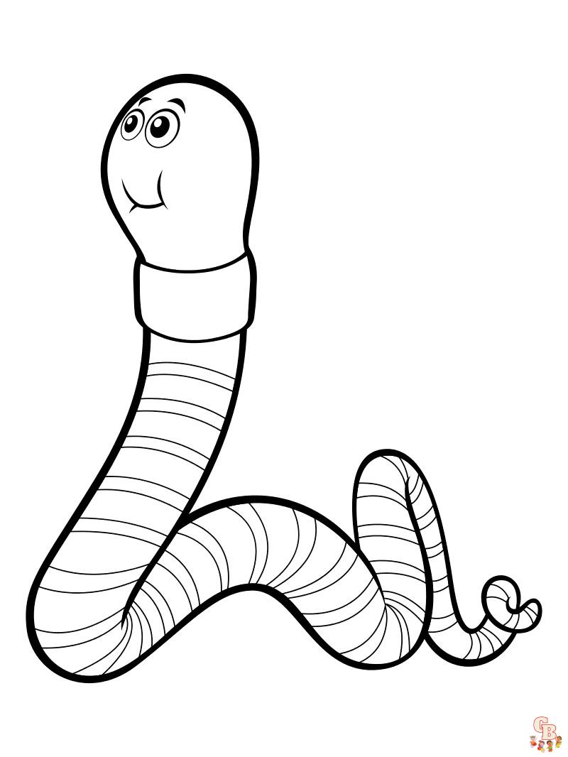 Worm Coloring Pages easy 4
