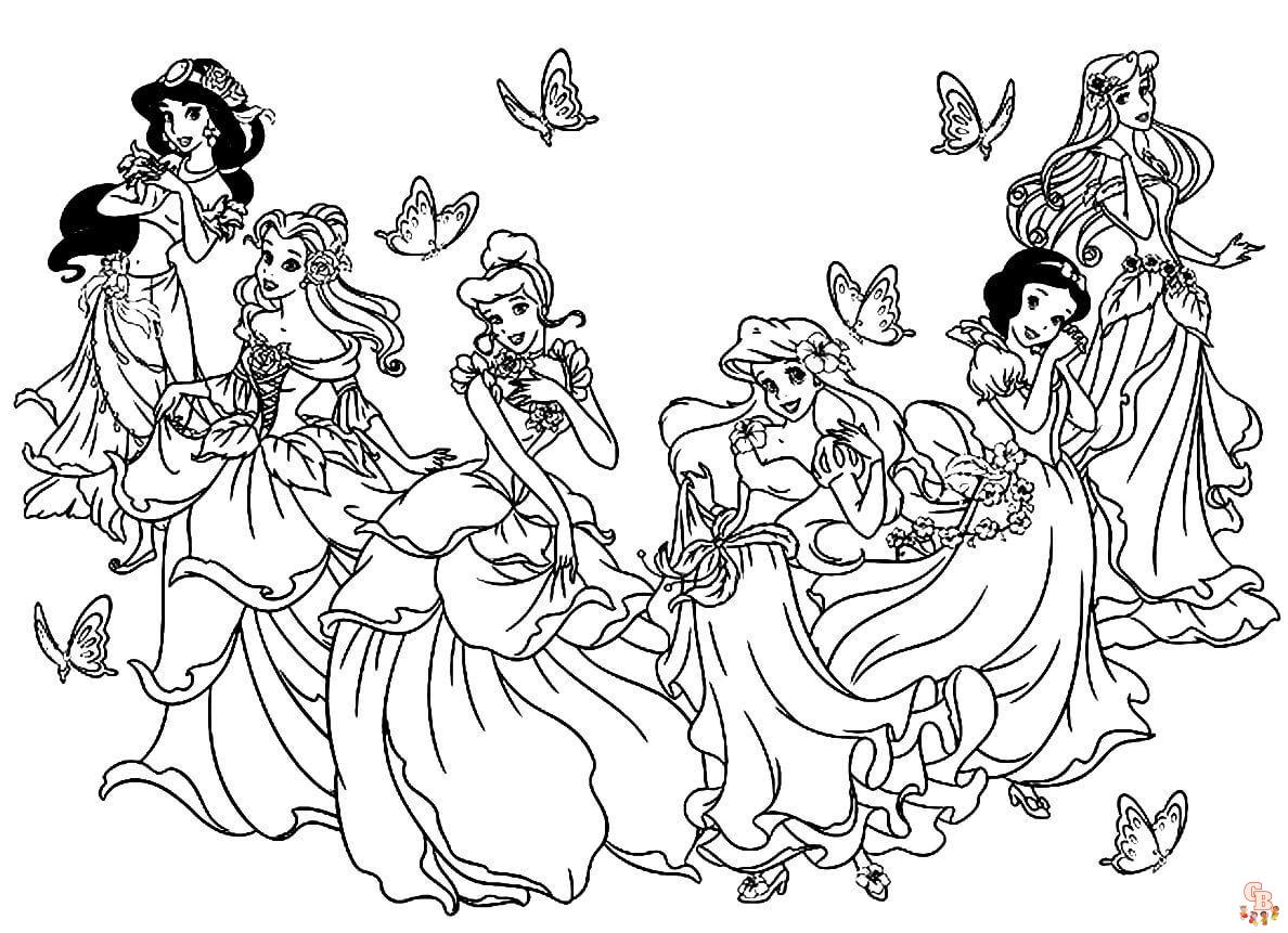 disney princess and prince coloring pages