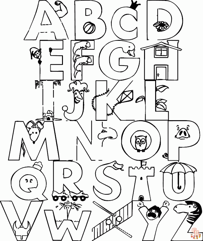 alphabet colouring in pages