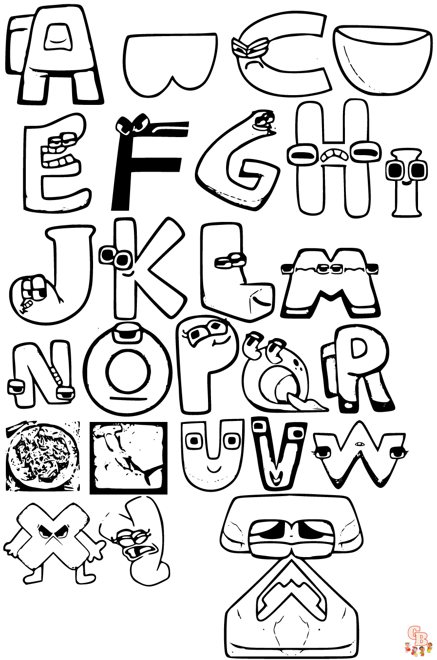 alphabet lore coloring pages 1