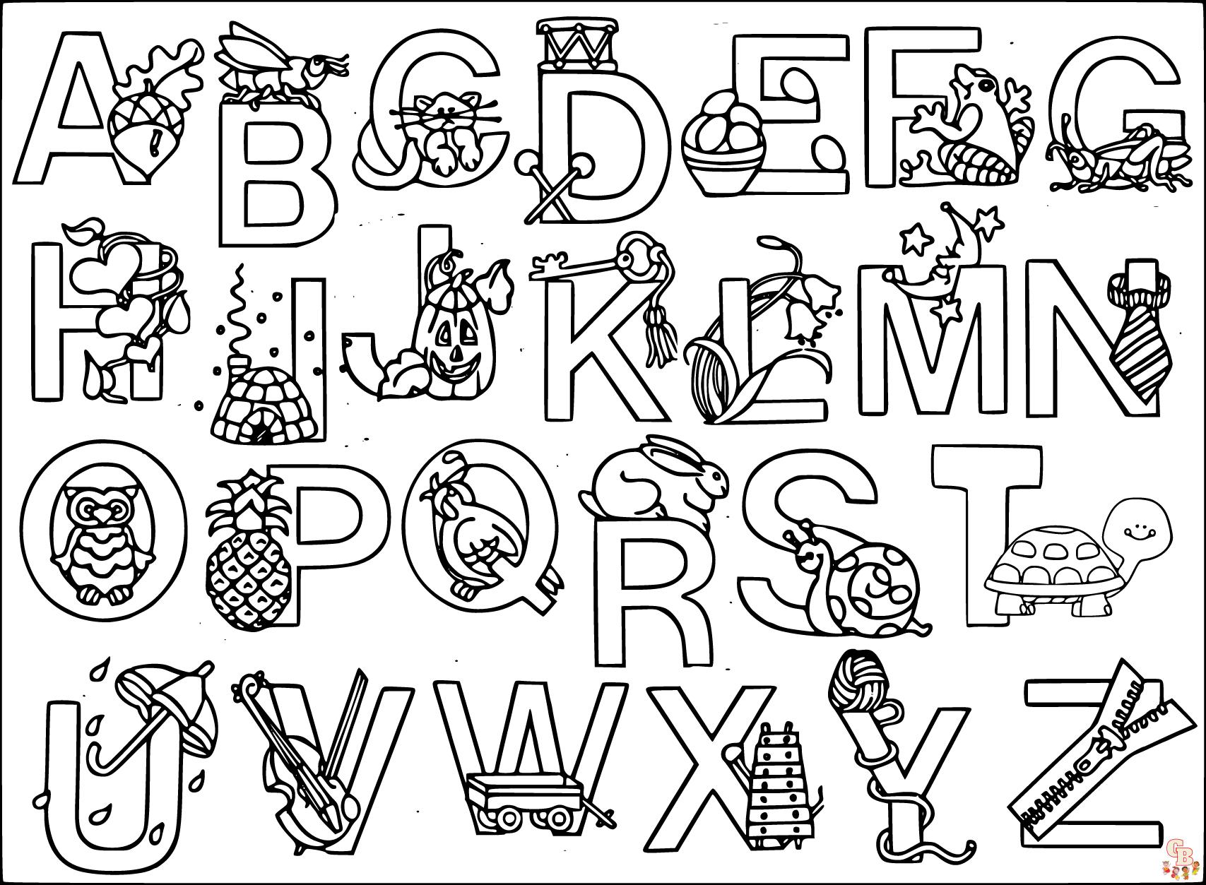 animal alphabet coloring pages 1