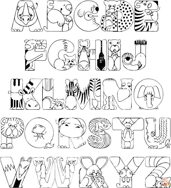 animal alphabet coloring pages 2