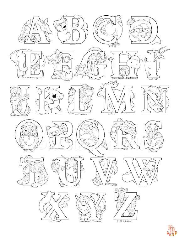 animal alphabet coloring pages 3