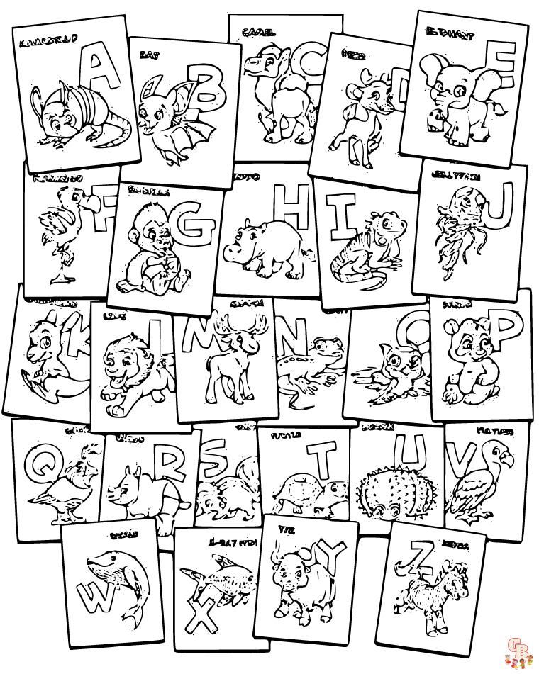 abecedario de animales dibujos para colorear 4