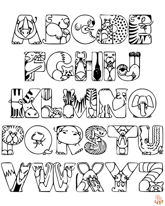 animal alphabet coloring pages 5