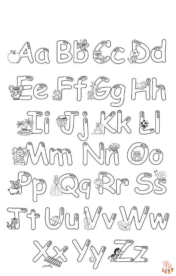bubble letter alphabet coloring pages