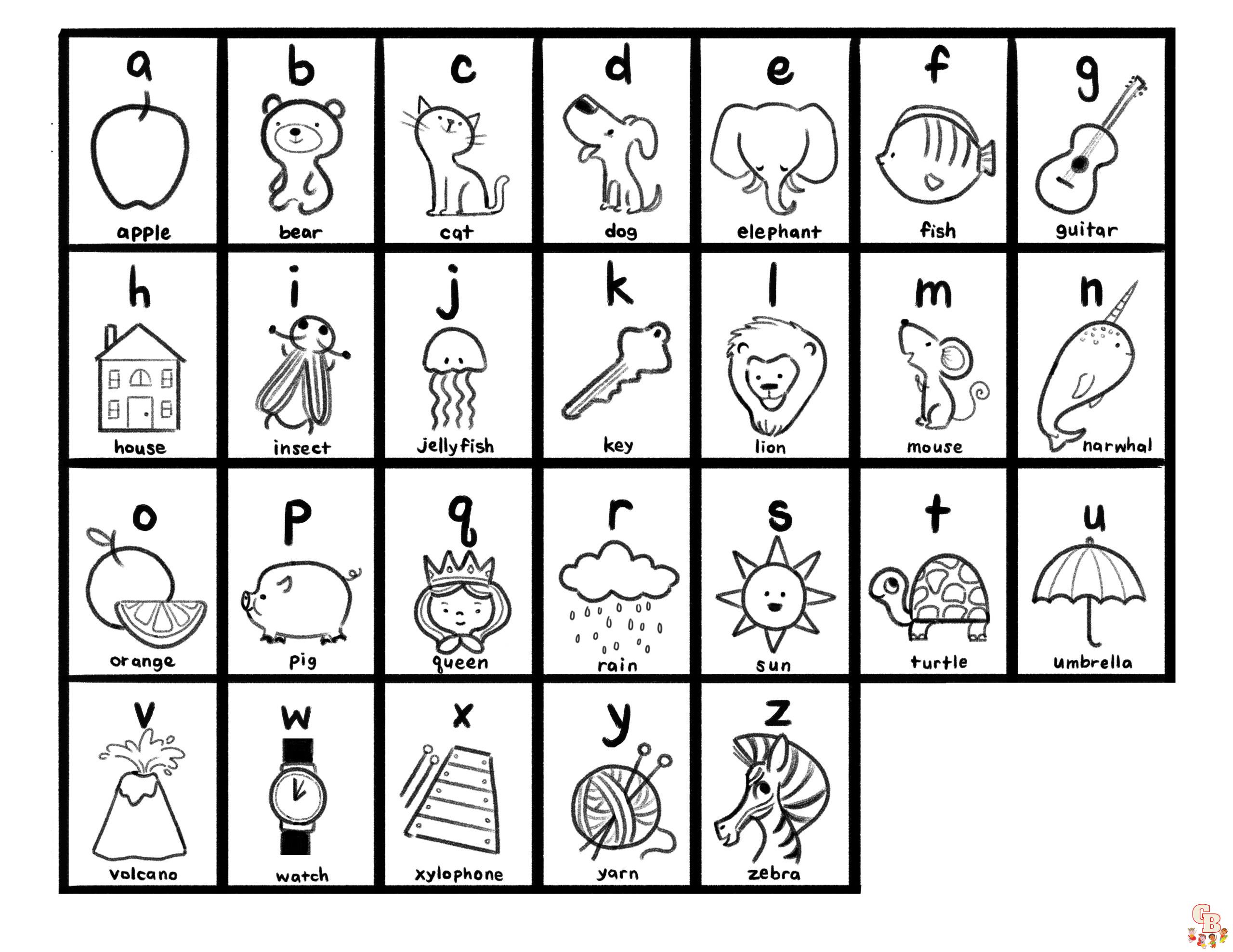 dibujos para colorear del alfabeto