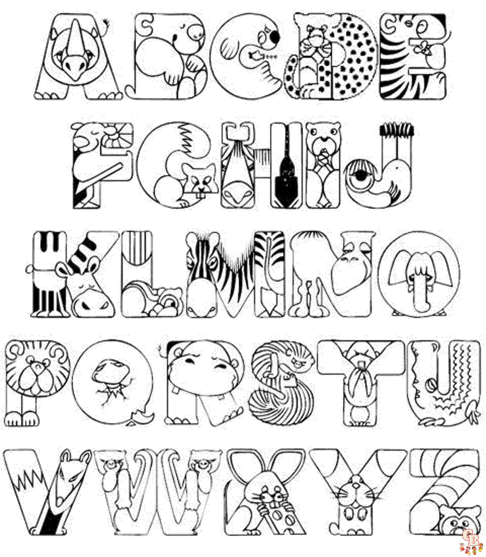 coloring pages with alphabet letters