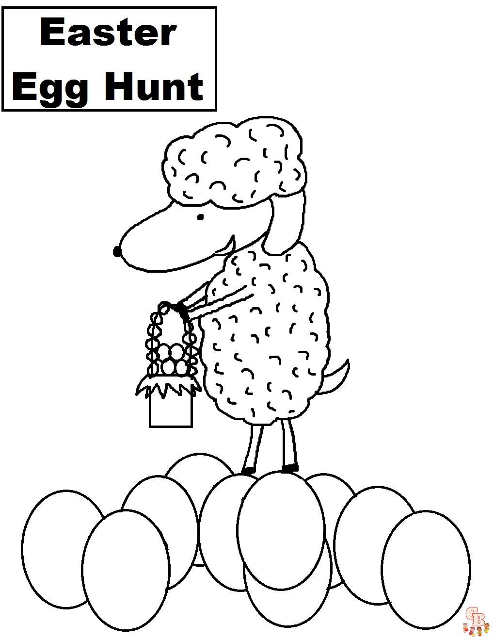 Velykinių kiaušinių medžioklės dažymo puslapiai nemokamas