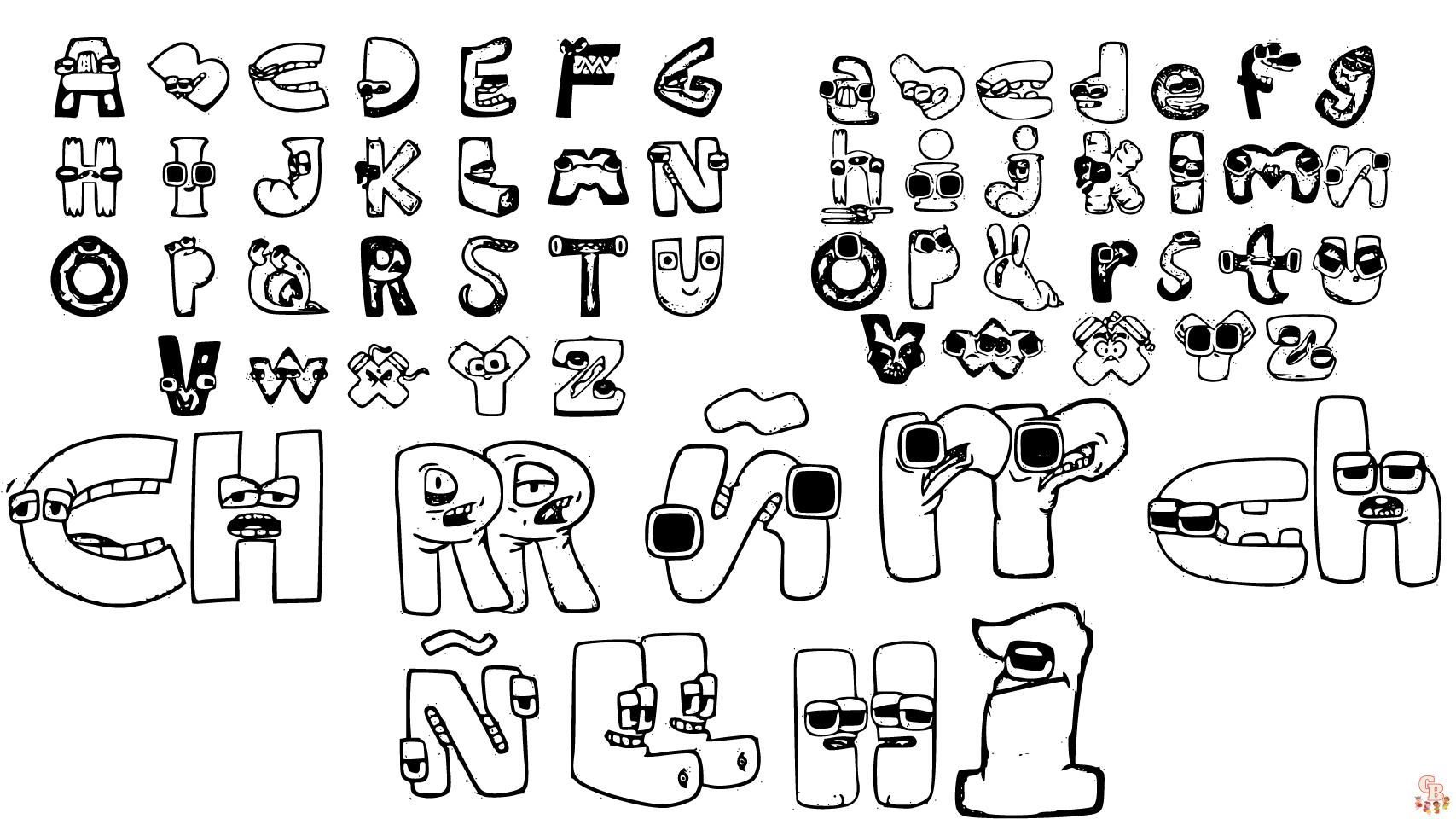 Páginas para colorir do conhecimento do alfabeto - diversão e aprendizado  combinados!