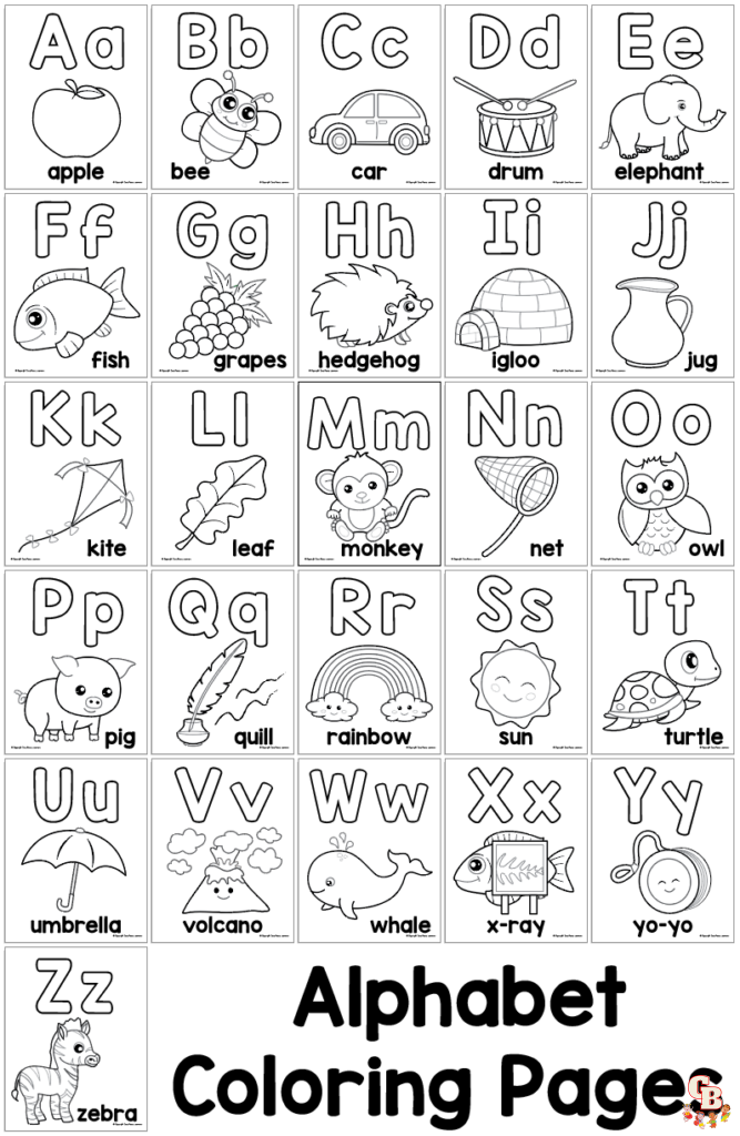 upper and lowercase alphabet coloring pages