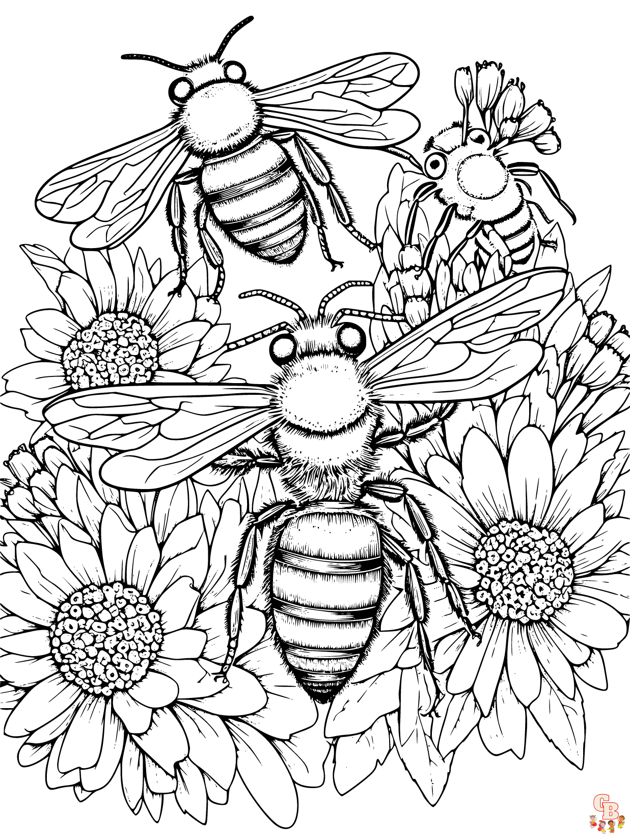 Bee coloring pages printable free