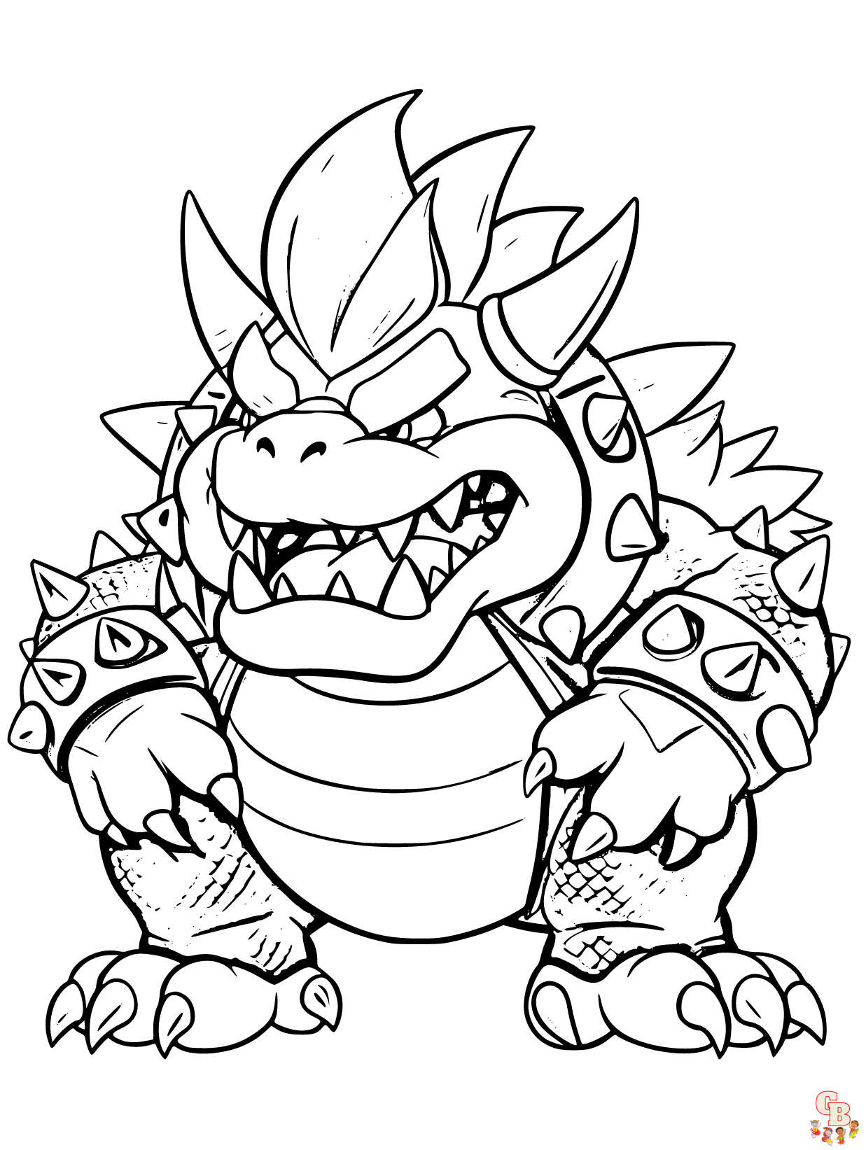 Bowser coloring pages easy