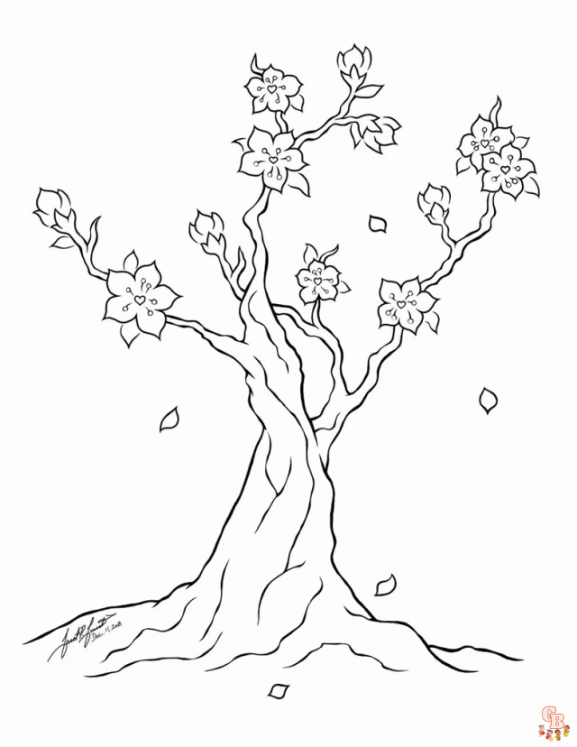 Cherry Blossom Coloring Pages for Kids Printable and Free