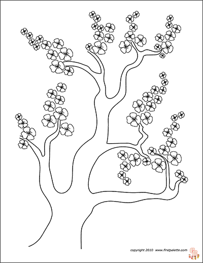 Cherry Blossom Coloring Pages 1