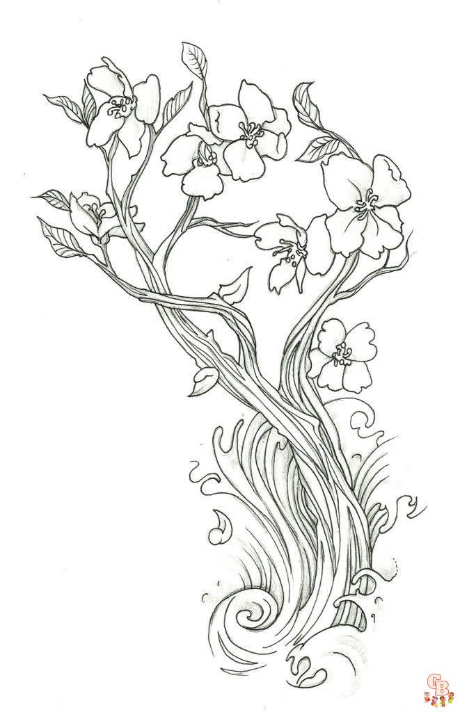 Cherry Blossom Coloring Pages 3