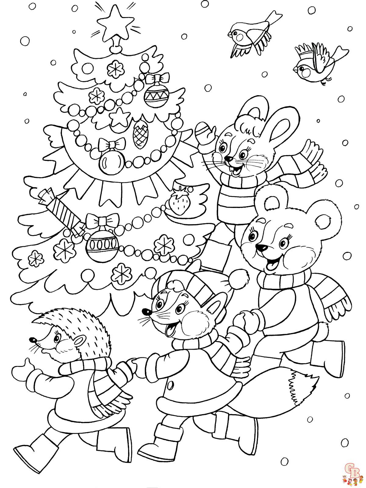 Christmas Animal Coloring Pages