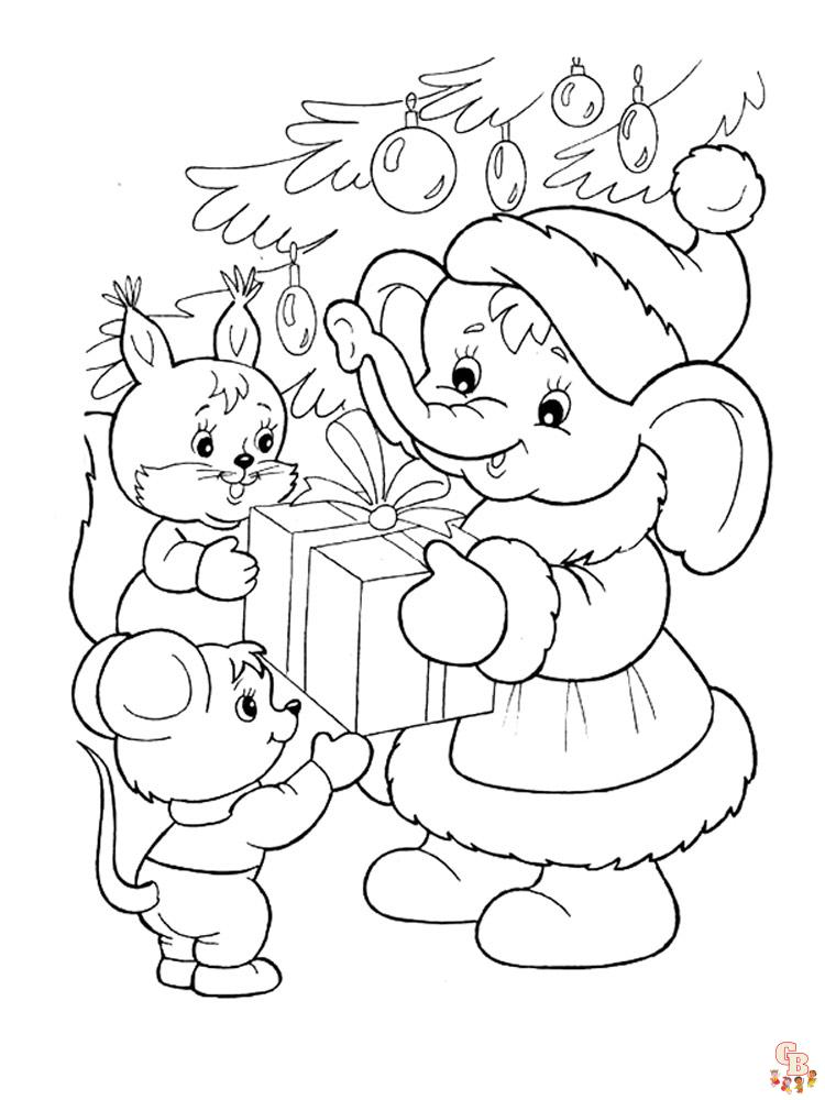 Christmas Animal Coloring Pages 12