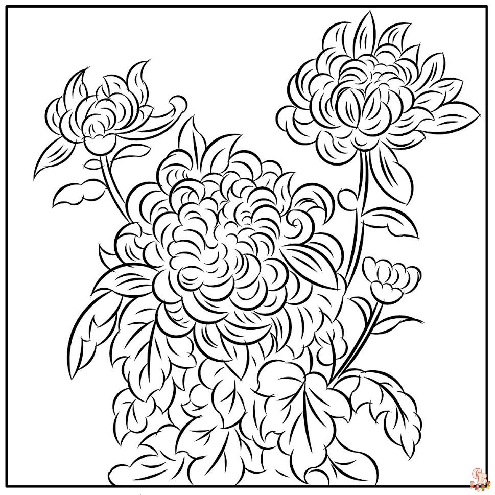 Chrysanthemums Coloring Pages free 1