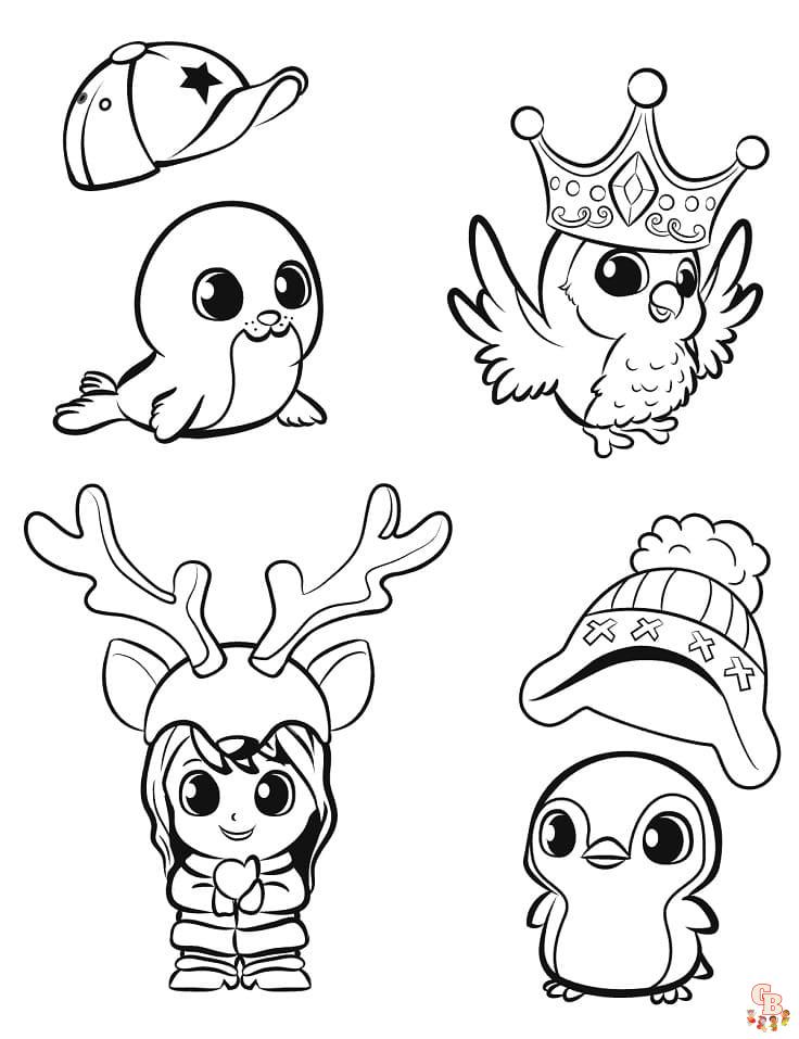 Cute Animals Squinkies coloring pages printable free