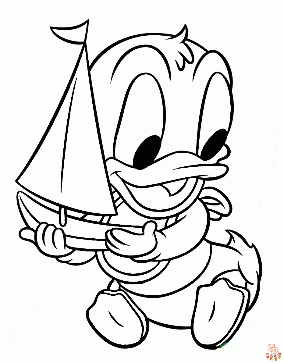 Cute Baby Donald coloring pages free 1