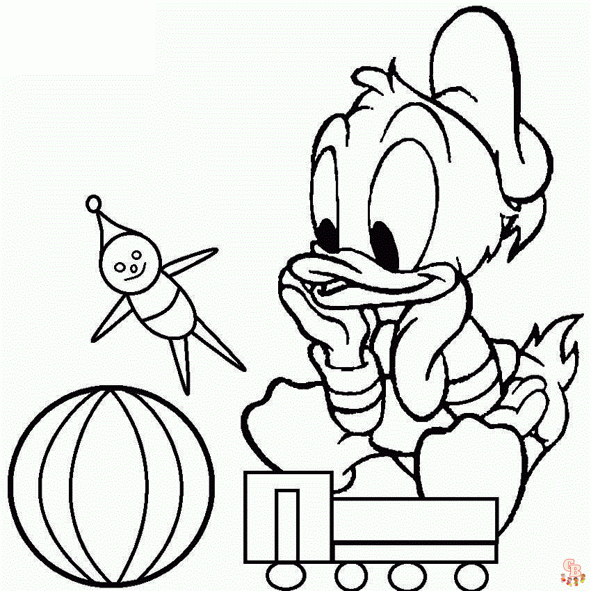 Cute Baby Donald coloring pages free 2