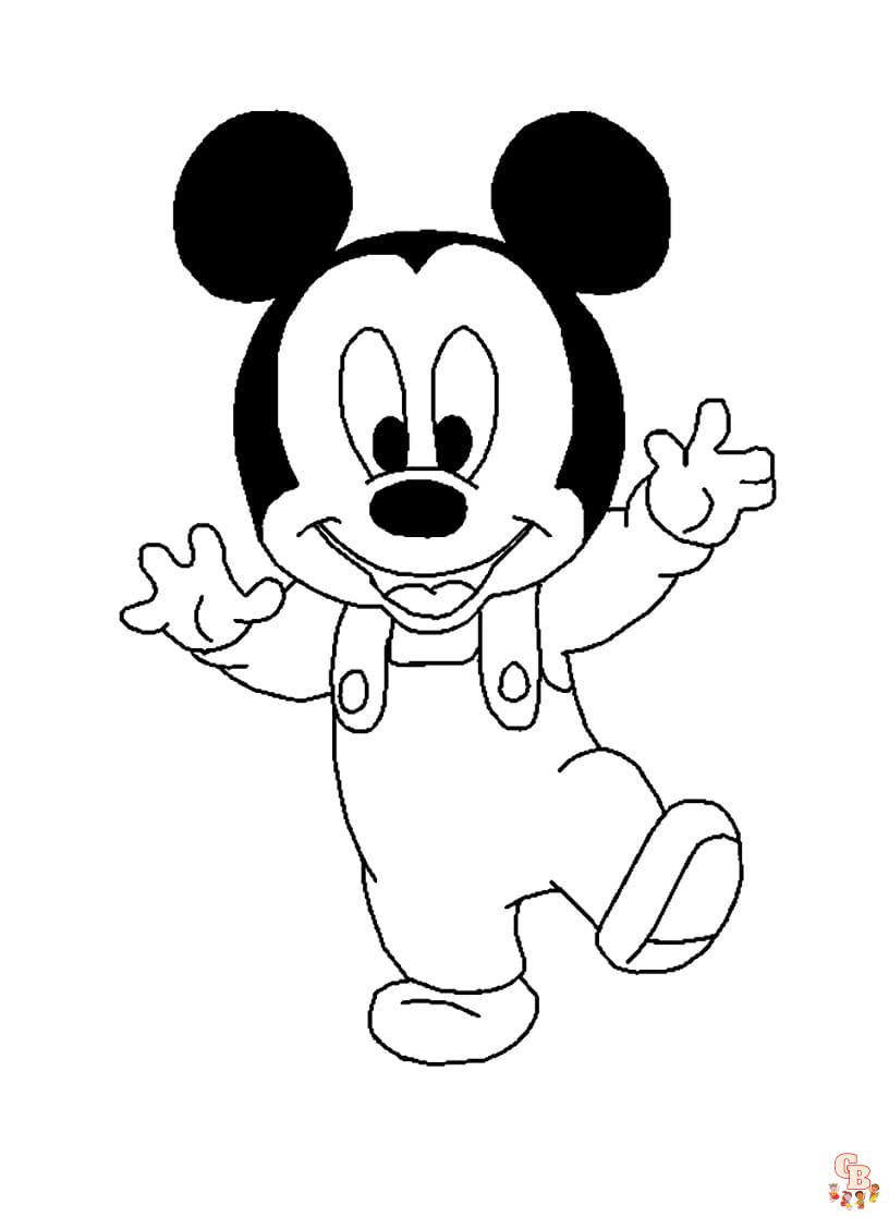 Cute Baby Mickey coloring pages easy 1
